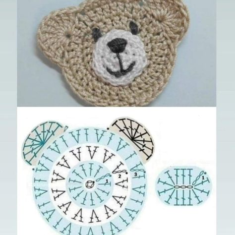 Crochet Applique Patterns Free, Crochet Bookmark Pattern, Crochet Coaster Pattern, Pola Amigurumi, Crochet Hair Accessories, Crochet Bookmarks, Crochet Teddy, Crochet Flower Tutorial, Crochet Square Patterns