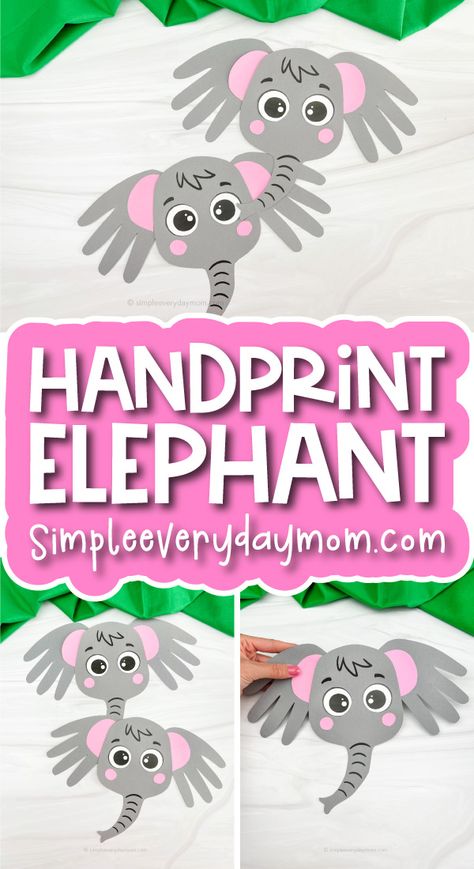 This is a fun elephant handprint craft that kids will love creating. It's perfect for home or the classroom, and there's even a free template to make it easy. So get creative and have some fun with your little ones today! It's perfect to make with preschool, kindergarten, and early elementary children. Elephant Preschool Craft, Preschool Elephant Crafts, Elephant Handprint, Elephant Craft, Letter D Crafts, Spring Toddler Crafts, Zoo Crafts, Elephant Artwork, Zoo Theme