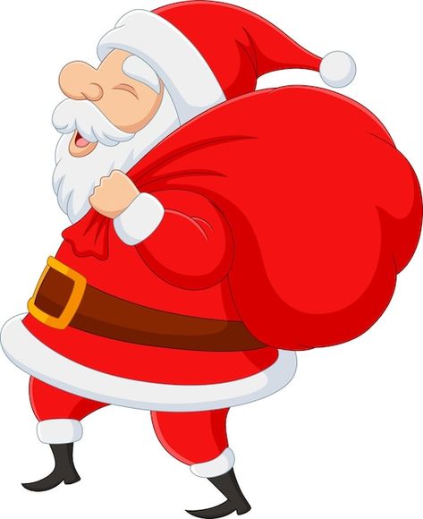 December Illustration, Santa Claus Drawing, Outline Pictures, Santa Claus Clipart, Outside Christmas Decorations, Bag Illustration, Santa Bags, Santa's Workshop, Drawing Bag