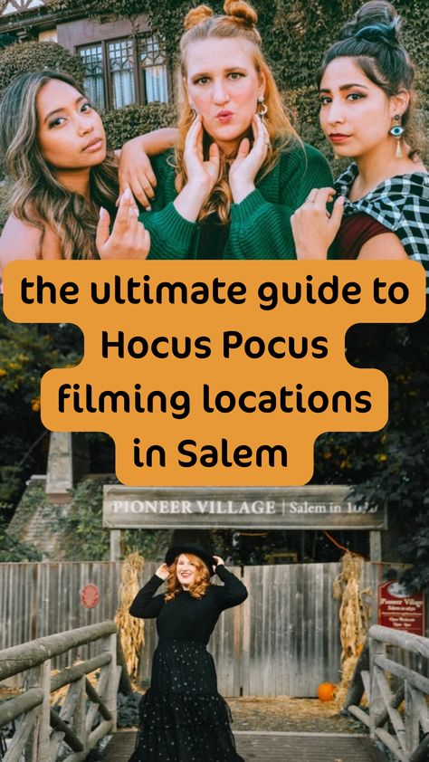 Step into the enchanting world of Hocus Pocus by exploring the actual filming locations in Salem! This guide takes you on a whimsical journey through the iconic spots featured in the beloved movie, allowing you to relive the magic in person. From the Sanderson sisters' house to other memorable sites, each location tells a story of its own. Plan your visit and make unforgettable memories—click the link to learn more about Hocus Pocus filming locations! #HocusPocus #Salem Hocus Pocus Locations In Salem, Salem Map, The Sanderson Sisters, Pioneer Village, Beloved Movie, Salem Massachusetts, Sanderson Sisters, List Ideas, Unforgettable Memories