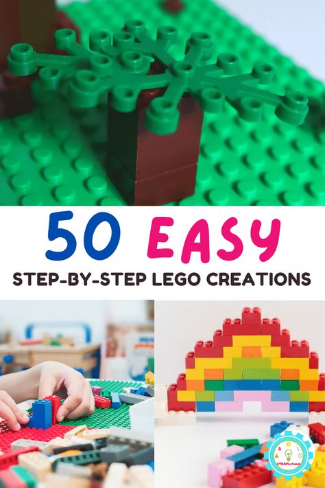 50+ Easy LEGO Creations for Beginning LEGO Builders Lego Step By Step Instructions, Lego Ideas To Build Easy Step By Step, Easy Lego Creations Step By Step, Lego Instructions Step By Step, Lego Step By Step, Lego Stem Activities, Lego Eiffel Tower, Lego Stem, Lego Basic