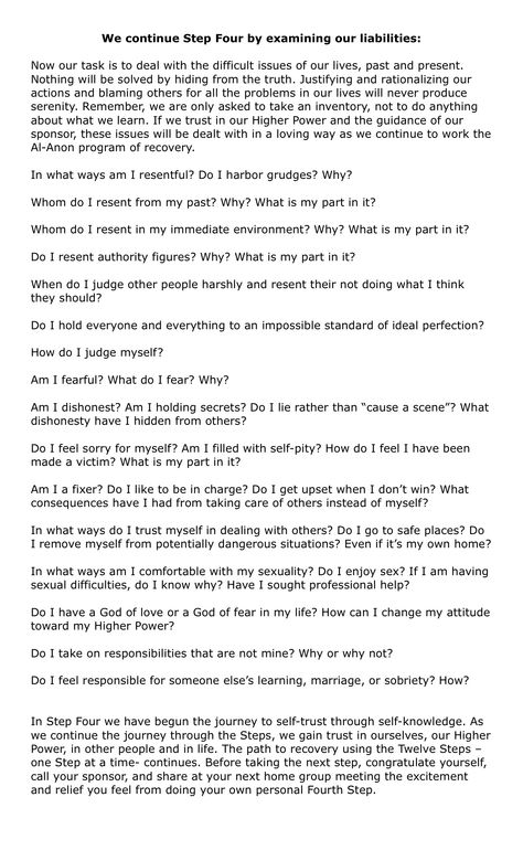 Step 4 questions - examining our shortcomings Aa Step 4 Worksheet, Step 4 Worksheets, Questions For Recovery, Aa Big Book Study Guide, Aa Principles, Step 4 Inventory, Aa Steps, 12 Step Worksheets, Moral Inventory