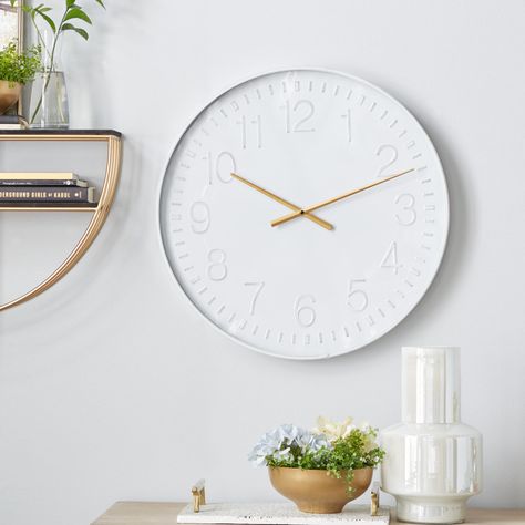 Matte Gray Metal Wall Clock | World Market Contemporary Style Bedroom, Colored Kitchen, Wall Clock Numbers, Wall Clock Hanging, Contemporary Style Interior, Minimalist Wall Clock, White Wall Clock, White Wall Clocks, Minimalist Wall Clocks