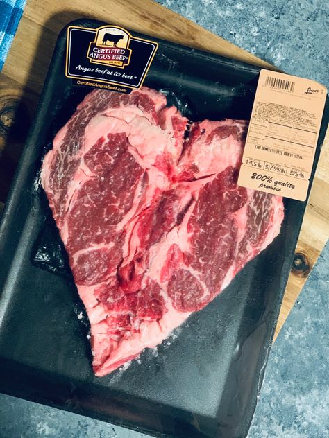 Nothing says I love you like a 1.5 lb heart shaped steak 🤣 Heart Shaped Steak, Aesthetics Quote, Valentine Dinner, Angus Beef, Grill Master, Say I Love You, Funky Art, Beets