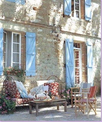 fresh Blue Shutters, Provence Style, French Cottage, Provence France, French Farmhouse, French Country House, Old Stone, French Country Style, Stone House