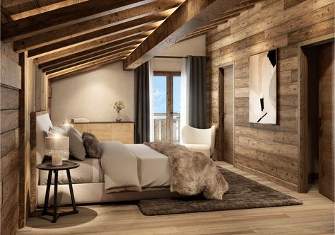 Chalet Bedroom, Mountain Home Interiors, Modern Chalet, Luxury Chalet, Ski Cabin, Chalet Interior, Chalet Design, Mountain Style, Ski Chalet