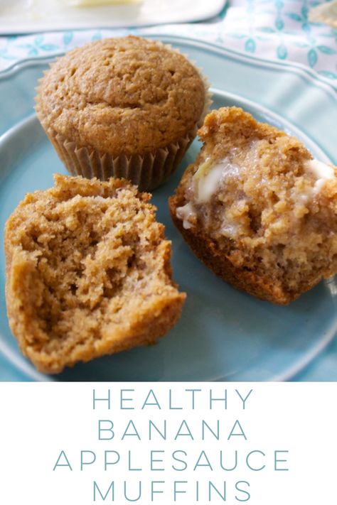 Banana Applesauce Muffins, Wheat Banana Bread Recipe, Whole Wheat Banana Bread, Healthy Banana Muffins, Applesauce Muffins, Banana Bread Recipe Healthy, Healthy Banana Bread, Healthy Banana, Unsweetened Applesauce