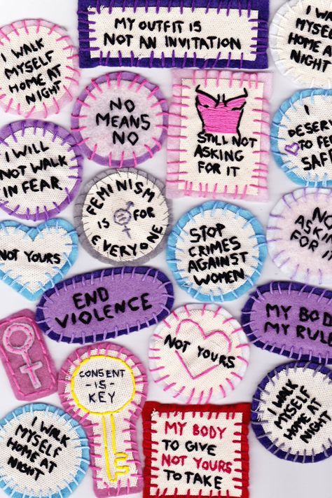 Feminist Patch, Feminist Embroidery, Punk Fashion Diy, Punk Patches, Handmade Patch, Diy Patches, Feminist Art, Embroidery Patches, Embroidered Patches