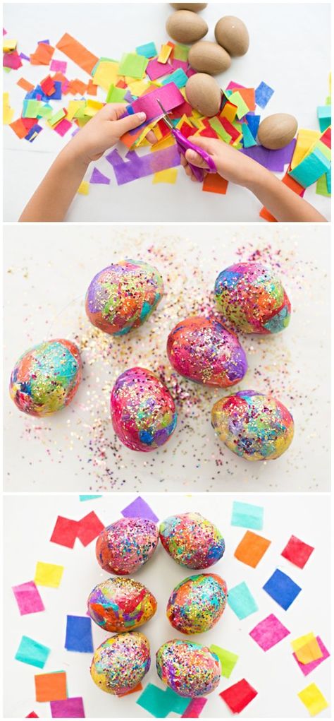 Sparkly DIY Glitter Tissue Paper Easter Eggs. Fun Easter egg craft for kids to make! Paper Easter Eggs, Eggs Decoration, Easter Egg Craft, Colored Easter Eggs, Nursery Crafts, Egg Craft, Making Easter Eggs, Egg Ideas, Easter Arts And Crafts