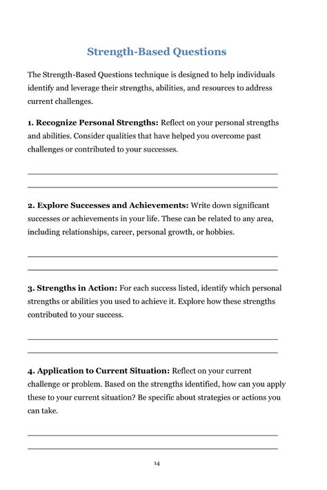 (+25 pages of evidence based exercises and techniques)    What’s Included?   Miracle Question Exception Finding Scaling Coping Questions Problem-Free Talk Strength-Based Questions Future Perfect Technique Reframing Questions Experiment Externalization Goal Setting and Action Planning EARS   What Is Solution-Focused Brief Therapy (SFBT)?   Solution-Focused Brief Therapy is an approach to psychotherapy based on solution-building rather than problem-solving.    It explores current resources and fut Solution Focused Therapy Techniques, Socratic Questioning Therapy, Transpersonal Approach, Miracle Question, Solution Focused Brief Therapy, Therapy Modalities, Therapist Tips, Action Planning, Counseling Interventions