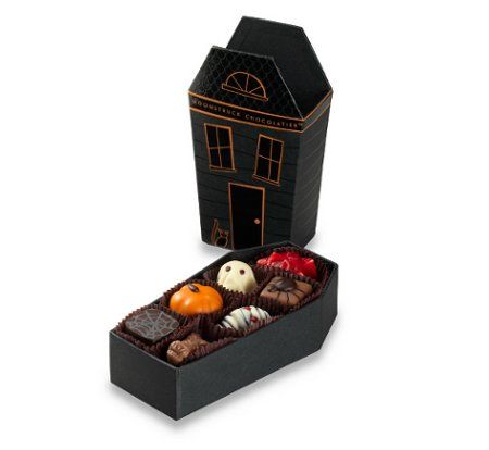 Haunted House Collection | Moonstruck Chocolate Company Halloween Truffles, Chocolate Spiders, Pumpkin Truffles, Dulces Halloween, Holiday Chocolate, Chocolate Company, Halloween Party Food, Halloween Chocolate, Chocolate Packaging