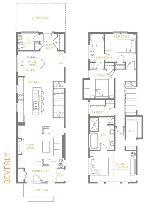 Narrow House Designs, Narrow House Plans, 3d Floor Plans, Small Floor Plans, Duplex Plans, 3d Floor Plan, Pole Barn House Plans, Beach House Plans, Vintage House Plans