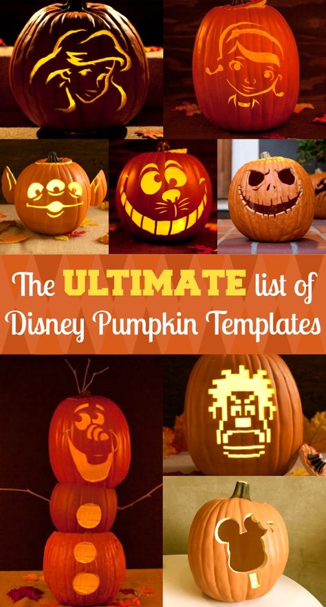 Free Printable Disney Pumpkin Carving Templates - Includes Star Wars, Marvel, Pixar and more! Disney Carved Pumpkins Ideas, Halloween Pumkin Ideas Carving, Disney Carving Pumpkins Ideas, Ursula Pumpkin Carving, Pixar Pumpkin Carving, Simple Disney Pumpkin Carving Ideas, Disney Carved Pumpkins, Pumpkin Carving Themes, Simple Pumpkin Carving Ideas For Kids