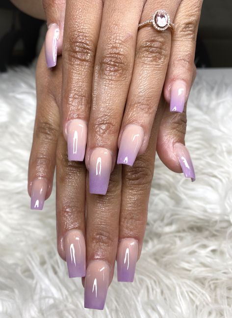 Purple nails Purple And Cream Nails, Wedding Nails Purple The Bride, Light Purple Ombre Nails, Purple And Nude Nails, Lavender Wedding Nails, Light Purple French Tip Nails, Ombre Purple Nails, Spring Nails Lavender, Purple Nails French Tip