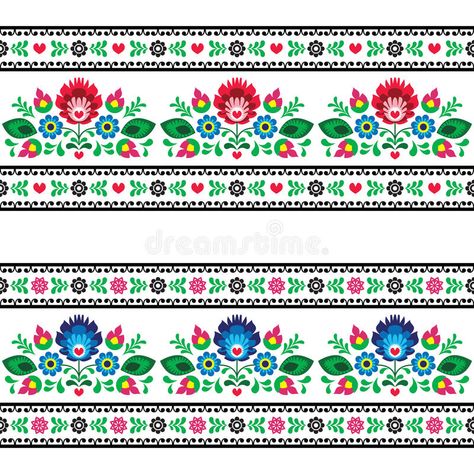 Folk Pattern, Polish Folk Art, Polish Folk, Folk Art Flowers, Redwork Embroidery, Folk Embroidery, Art Et Illustration, Arte Popular, Embroidery Tutorials