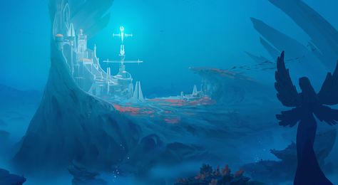 ArtStation - Undersea Civilization, SY -37 Underwater Civilization, Underwater Base, The Bermuda Triangle, Underwater Scenes, Underwater City, Water Tribe, Ocean Floor, Bermuda Triangle, Ghost Ship