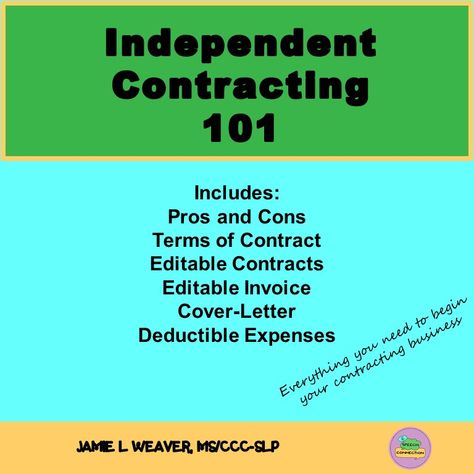 Independent Contractor SLP - The Speech Connection Independent Contractor Tips, Slp Documentation, Slp Private Practice, Photography Contract, Skilled Nursing Facility, Speech Therapy Games, Michael Thomas, Therapy Games, Sole Proprietorship