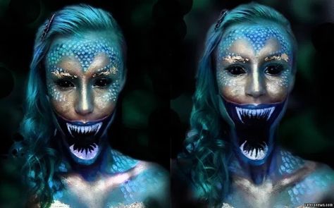 Mermaid Makeup and Costume Ideas Scary Mermaid, Emily Anderson, Halloweenský Makeup, Hollywood Makeup, Mermaid Halloween, Special Fx Makeup, Horror Makeup, Halloween Makeup Inspiration, Scary Makeup