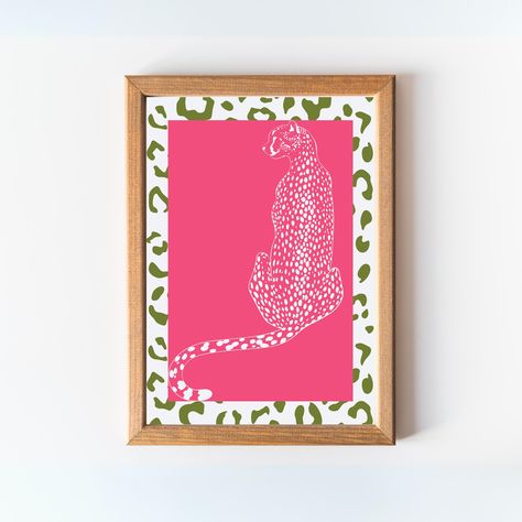 Cheetah Print Pink, Modern Kitchen Wall Art, Colorful Leopard Print, Wall Art Preppy, College Dorm Decor, Art Preppy, Maximalist Wall, Maximalist Wall Art, Red Wall Art