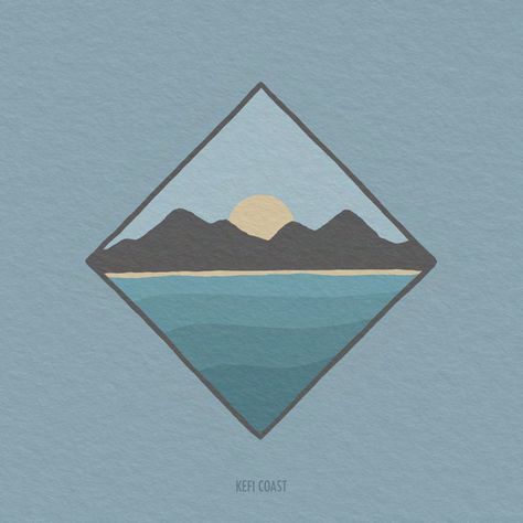 A breathtaking digital artwork capturing the serene beauty of nature! The majestic mountains stand tall under a vibrant sun, while a mesmerizing gradient sea spreads its calming hues in the foreground, all encapsulated within a stunning rhombus frame. Mountain And Sea Drawing, Drawing Of Mountains, Mountains Illustration, Sea Logo, Sea Drawing, Mountain Vibes, Sea Illustration, Boutique Inspiration, Mountain Drawing