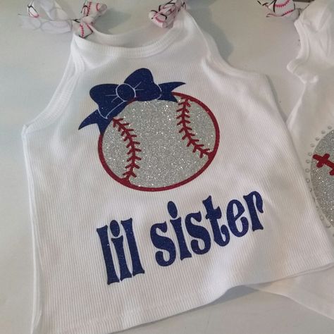 Sister Baseball Shirt Ideas, Baseball Boyfriend, Little Sister Shirt, Baseball Tank, Girls Baseball, Baseball Tanks, Baseball Sister, Baseball Tee Shirts, Balls Shirt