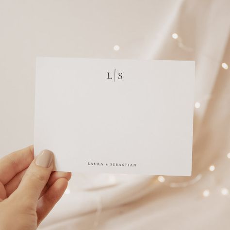 Two Initial Monogram Elegant Couple Stationery Note Card Elegant Couple, Initial Monogram, Modern Bridal, Newlywed Gifts, Free Birthday Invitations, Free Birthday Invitation Templates, Kids Stationery, Wedding Board, Personalized Stationery