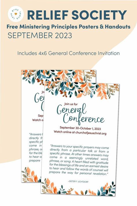 Free October 2023 General Conference Invitation www.LovePrayTeach.com General Conference October 2023, General Conference Notebook, 2023 General Conference, Ministering Handouts, Conference Invitation, Conference Activities, Ministering Ideas, General Conference Activities, Notebook Labels