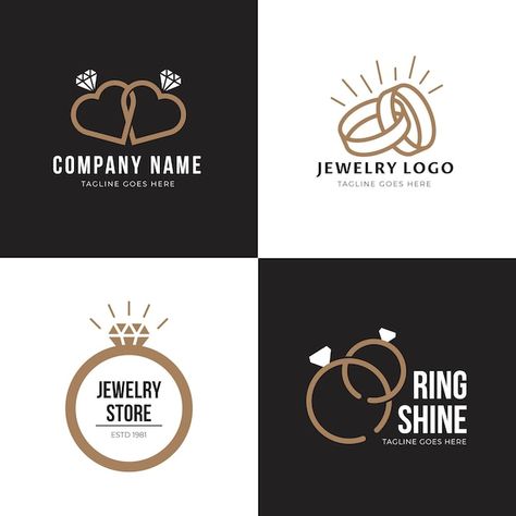 Flat ring logo template collection | Free Vector #Freepik #freevector #ring-logo #flat-logo #logo-templates #business-logo Wedding Ring Logo, Ring Logo, Flat Ring, Templates Business, Flat Logo, Jewelry Logo, Name Jewelry, Company Names, Business Logo