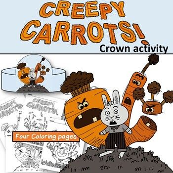 Creepy Carrots Activity Crown Creepy carrots Coloring Pages | TpT Halloween Craftivity, Creepy Carrots, Carrot Craft, Fall Centers, Carrot Colour, October Activities, October Crafts, Halloween Stories, Paper Crown