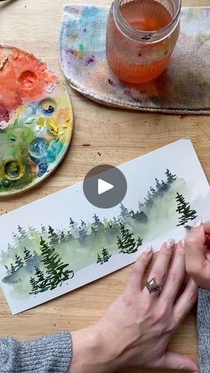 81K views · 3.5K reactions | Happy little misty trees🌲✨ a fun little #watercolor warm up or quick sketch! | Moonstruck Creations | Moonstruck Creations · Original audio Misty Watercolor, Watercolor Rocks, Misty Trees, Watercolor Videos, Water Coloring, Watercolor Video, Chinese Brush Painting, Coloring Ideas, Watercolor Lessons