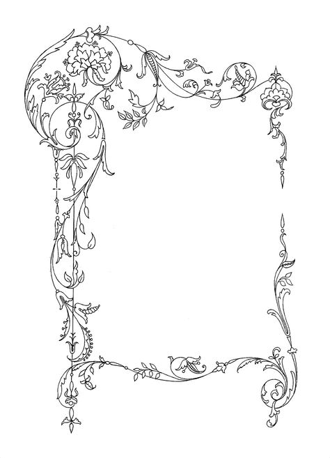 scrollyframe-graphicsfairy Kertas Vintage, Wedding Graphics, Decorative Frames, Illustrated Manuscript, Pyrography Patterns, Baroque Ornament, 카드 디자인, Graphics Fairy, Wood Burning Patterns