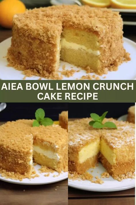 Aiea Bowl Lemon Crunch Cake Recipe, Lemon Crunch Cake Recipe, Lemon Crunch Cake, Lemon Crunch, Crunch Cake Recipe, Vanilla Wafer Crust, Oreo Cookie Crust, Crunch Cake, Lemon Cake Mixes