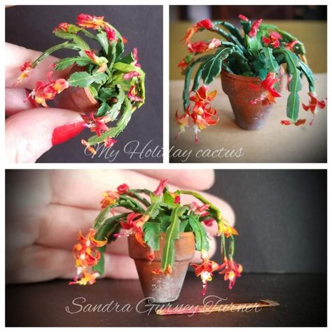 Make Miniatures, Trash To Treasure Ideas, Making Miniatures, Holiday Cactus, Plants Diy, Dollhouse Miniature Tutorials, Diy Doll Miniatures, Doll House Crafts, Dollhouse Miniatures Diy