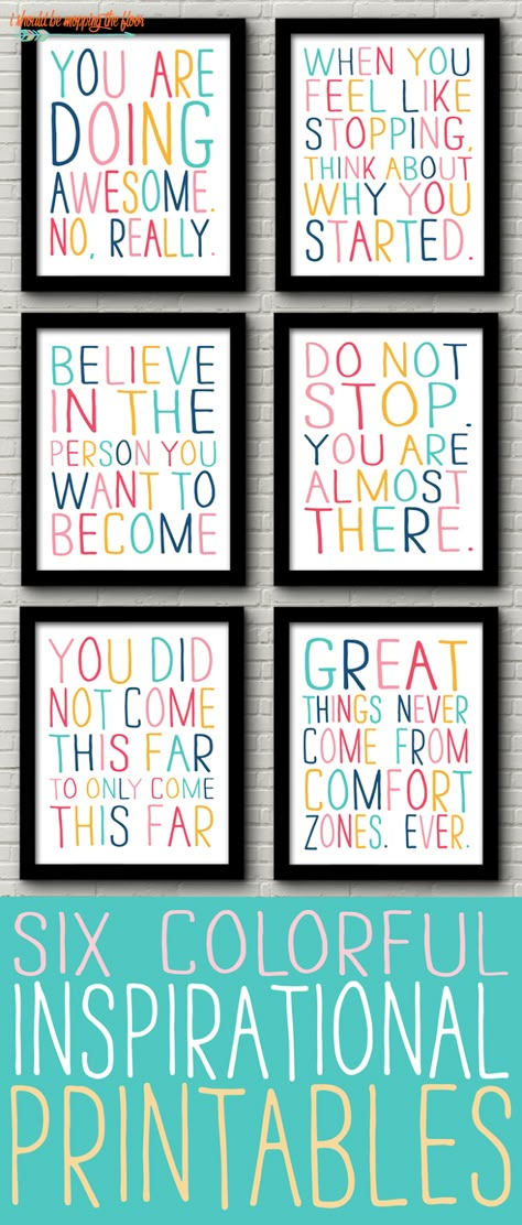 These vibrant and colorful six inspirational printables are the perfect touch to any classroom, office space, kids' area, or any place, really! Office Bulletin Boards, Deep Relationship Quotes, Milestone Pictures, Printable Inspirational Quotes, Inspirational Printables, Monthly Milestone, Classroom Setting, Classroom Design, Inspirational Artwork