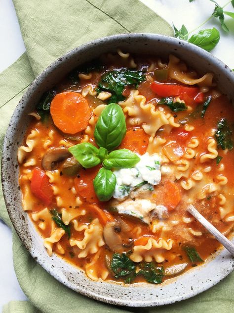 Vegetable Lasagna Soup  @supperwmichelle Vegetable Rice Soup, Soup Lasagna, Cheese Tortellini Soup, Vegetable Ramen, Delicious Lasagna, Soup Crockpot, Soup Vegetable, Lasagna Soup Recipe, Vegetable Lasagna