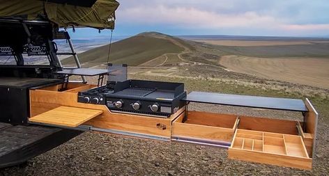 Ute Camping, Truck Bed Drawers, Pickup Camping, Diy Truck Bedding, Camper Van Kitchen, Camping 4x4, Ute Canopy, Camping Trailer Diy, Tacoma 4x4