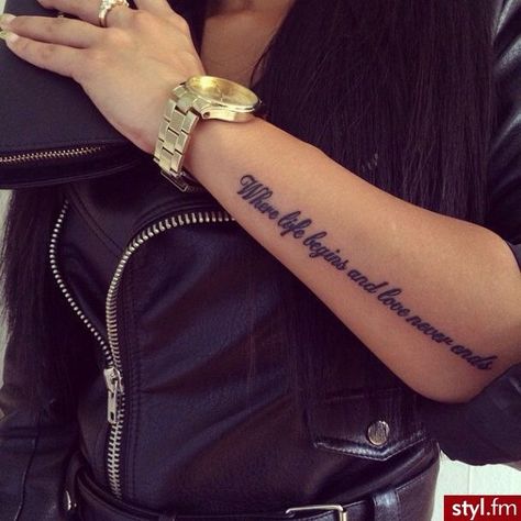 Love Never Ends Tattoo, Forearm Tattoo Quotes, Forarm Tattoos, Forearm Sleeve Tattoos, Black Girls With Tattoos, Forearm Tattoo Women, Different Tattoos, Discreet Tattoos, Music Tattoos