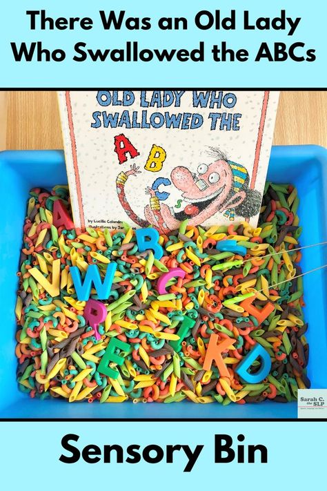 Literacy Activities Preschool Writing, Beginning Of School Year Sensory Bin, Back To School Sensory Bin Toddlers, Literacy Sensory Bins, All About Books Preschool Activities, Sensory Bin Activities Preschool, Book Themed Sensory Bins, September Sensory Bin Kindergarten, Letter E Sensory Bin