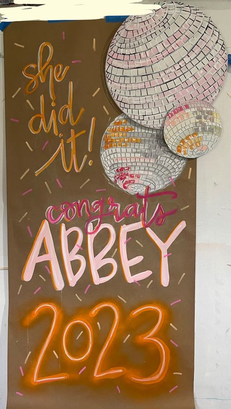 Girl Graduation CUSTOM BANNER - Etsy Colorful Grad Party Decorations, Painted Banner School, Grad Banner Ideas, Diy Graduation Banner, Graduation Banner Design, College Grad Party Ideas, Graduation Poster Ideas, College Grad Party Decor, Grad Party Banner