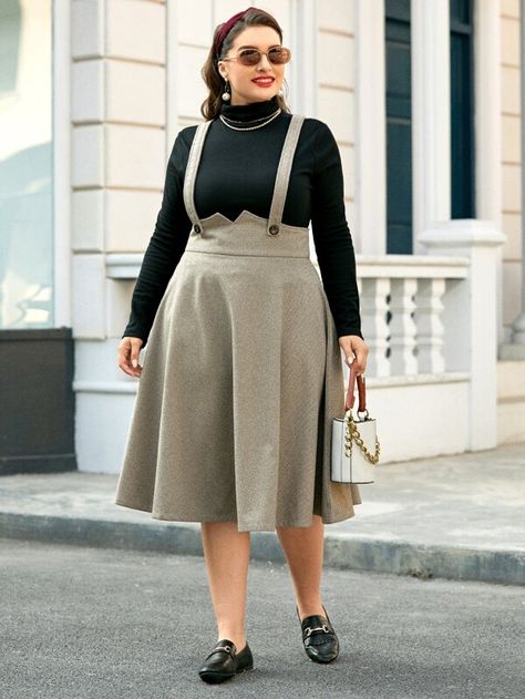 Plus Size Pinafore Dress, Plus Size Pinafore, Pinafore Dress Outfit, Business Dress Women, Modest Dresses Casual, Pinafore Dress, Business Dresses, Shein Style, Lookbook Outfits