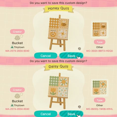 Cottagecore Pattern Acnh, Acnh Bed Custom Design, Acnh Bed Pattern Designs, Acnh 3x3 Design, Dessert R & D Dept Animal Crossing, Gingham Acnh Code, Acnh Stall Code Cottagecore, Springcore Animal Crossing Villagers, Acnh Picnic Blanket Pattern Grid