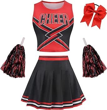 GRAJTCIN Tenns & Womens Cheerleader Uniform Halloween Costume Adult Crop Top Cheer Outfit Cheerleader Fancy Dress, Cheerleading Party, Quinn Fabray, Cheerleader Costume, Cheerleading Uniforms, Pom Pom Girl, Cheer Uniform, Cheer Outfits, Cheer Girl