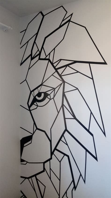 Tape Wall Art, Wall Art Diy Paint, Diy Wall Painting, Room Wall Painting, Drawing Wall, Bedroom Wall Designs, Wall Painting Decor, Tape Art, Geometric Drawing