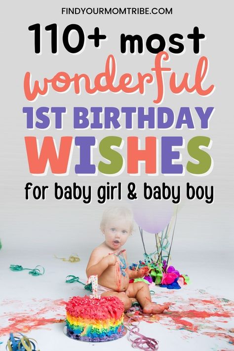 A collection of the cutest, funniest, and most sentimental 1st birthday wishes for baby girl and baby boy. Enjoy this special day! 1st Birthday Post Caption, First Birthday Wishes For Baby Girl, 1st Birthday Wishes For Baby Girl, First Birthday Wishes For Baby Boy, Birthday Wishes For Baby Girl, Baby Birthday Wishes, 1st Birthday Quotes, Happy 1st Birthday Wishes, 1st Birthday Message