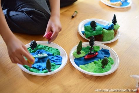 Water Forms, Montessori Science, Montessori Geography, Homemade Playdough Recipe, Landform, Playdough Recipe, Homemade Playdough, Dinosaur Coloring, Afterschool Activities