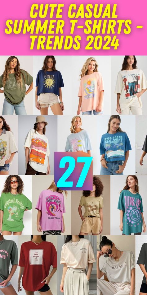 Vintage Vibes: Timeless T-Shirts for Summer 2024.Vintage t-shirts remain a staple in 2024 fashion, offering a nod to past decades with retro prints and classic band logos. These old-school tees pair perfectly with modern denim or maxi skirts for a trendy blend of old and new. Ideal for women in their 20s or anyone looking to add a touch of vintage charm to their outfits, these shirts are both cool and comfortable. Trendy Outfits For Women, Women In Their 20s, Streetwear Chic, Plain T Shirts, Summer T Shirts, School Tees, Aesthetic Black, Women Street, Band Logos