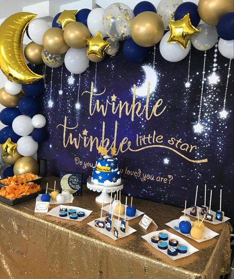 Star Backdrop, Star Baby Shower Theme, Twinkle Twinkle Baby Shower, Decor Backdrop, Star Birthday Party, Moon Galaxy, Moon Baby Shower, Star Banner, Moon Baby