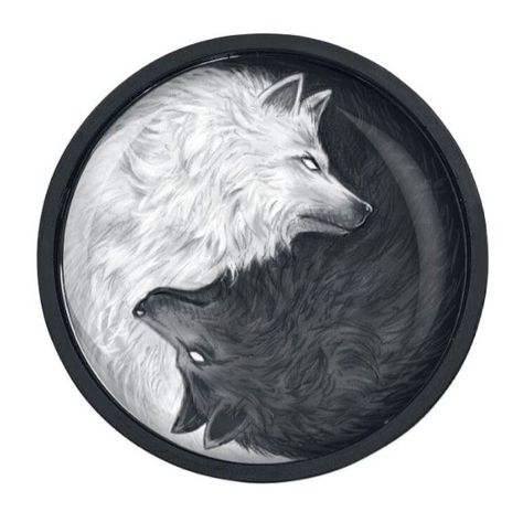 Wolf And Moon Tattoo, Energy Tattoo, Joker Tattoo Design, Ying Yang Tattoo, Small Shoulder Tattoos, Yin Yang Art, Yin Yang Tattoos, Two Wolves, Wolf Artwork