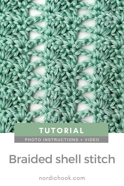 Lace Stitch Crochet, Shell Stitch Crochet, Crochet Stitch Patterns, Reversible Crochet, Stretch Crochet, Crochet Beginners, Crochet Stitch Tutorial, Basketweave Stitch, Crochet Shell Stitch