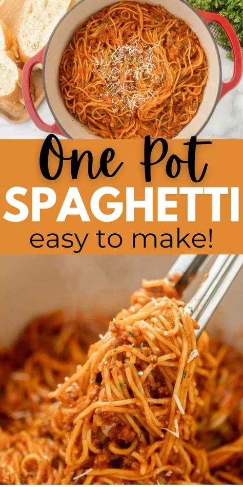 One Pot Spaghetti recipe is a delicious recipe. One pot recipes are so simple and easy to make, also budget friendly and east to clean up. You will love this simple one pot spaghetti recipe for busy weeknights. #eatingonadime #onepotrecipes #spaghettirecipes #pastarecipes One Pot Spagetti Recipe, One Pot Million Dollar Spaghetti, Spaghetti Recipes Stove Top, One Pot Spaghetti With Cream Cheese, Ragu Spaghetti Recipes, Spaghetti Recipes Without Meat, Easy Spaghetti Recipes No Meat, Stove Top Spaghetti, Spaghetti Recipes With Raos Sauce